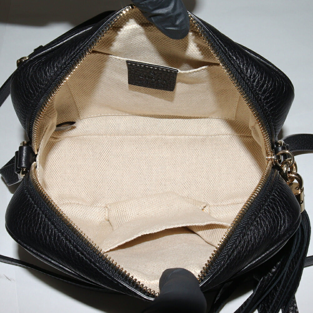 Luxury Gucci Trending 2025 Soho Disco Calf Shoulder Bag Black