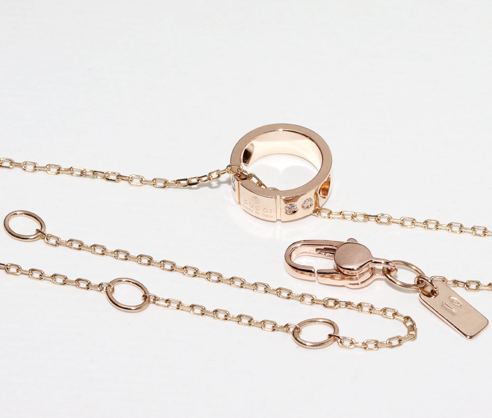 Luxury Gucci Trending 2025 K18PG Diamond Pendant Necklace