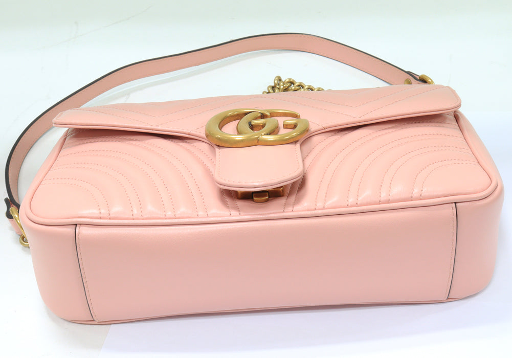Luxury Gucci Trending 2025 GG Marmont Quilted Shoulder Bag Pink