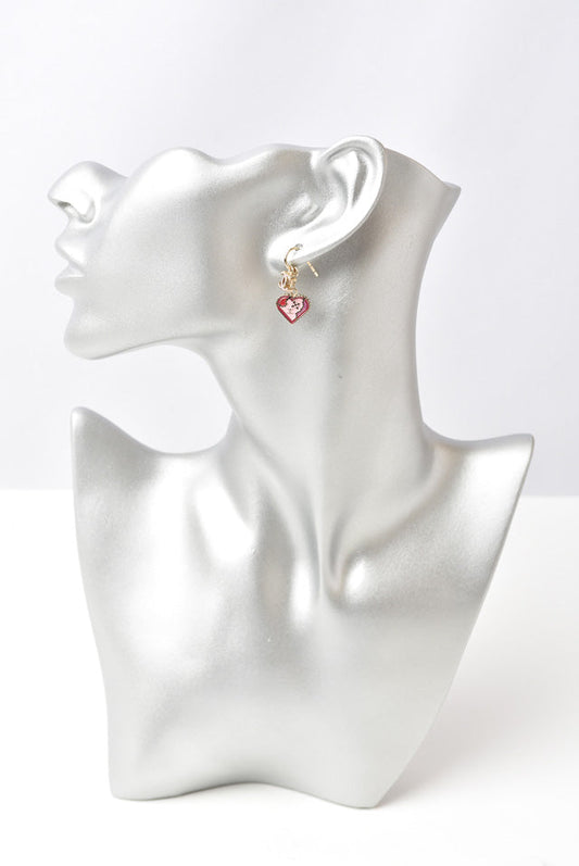 Chanel Swing Earrings CC Mark Heart Motif Pink Gold