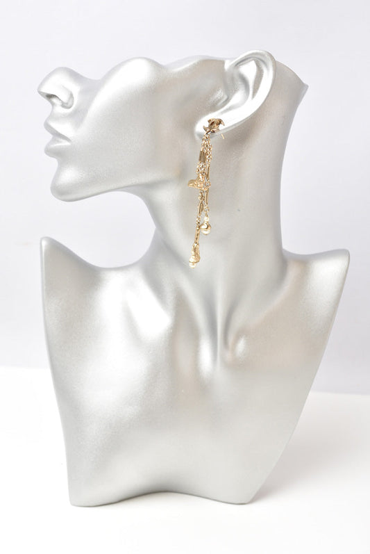 Chanel Swing Earrings Sphinx Dress Pearl Motif Gold