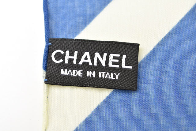 Chanel Cotton Scarf Handkerchief Blue Multi