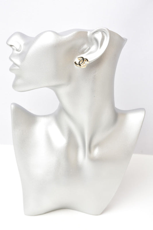 Chanel Earrings CC Mark Clover Black/Gold
