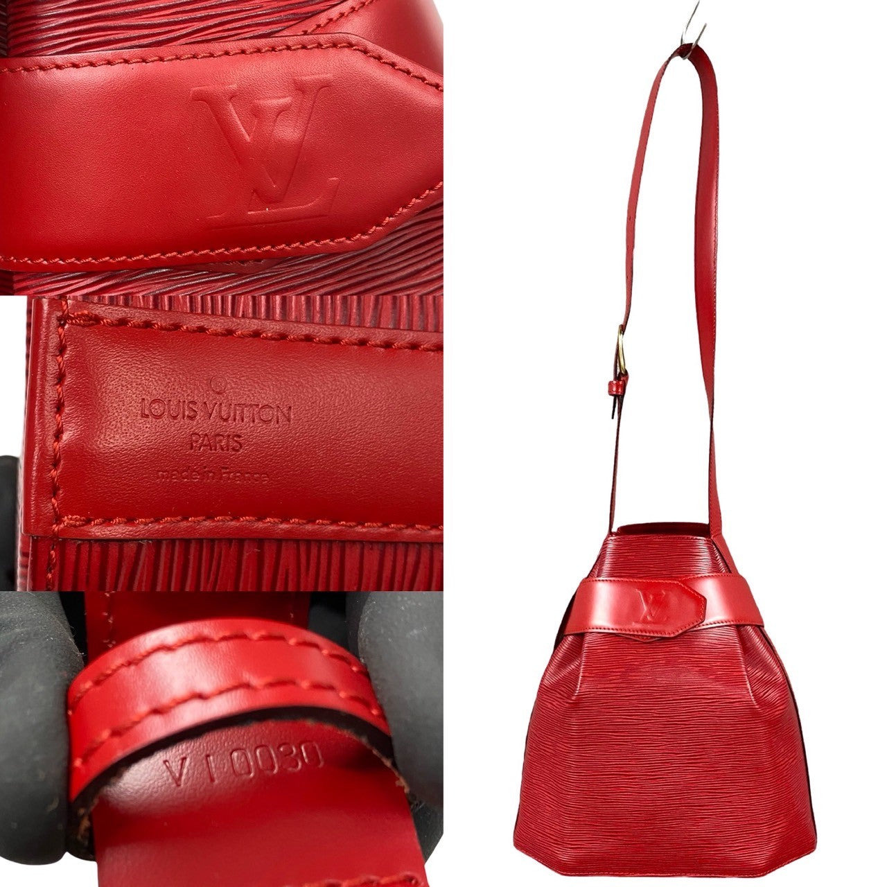 LOUIS VUITTON Shoulder Bag leather Red Epi Sack de Paul