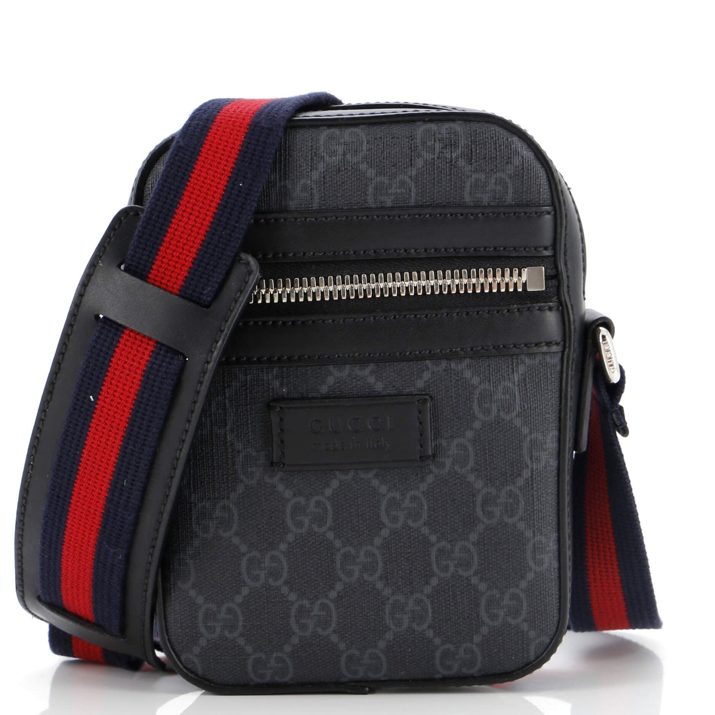 Luxury Gucci Trending 2025 Web Strap Front Zip Messenger Bag GG Coated Canvas Mini