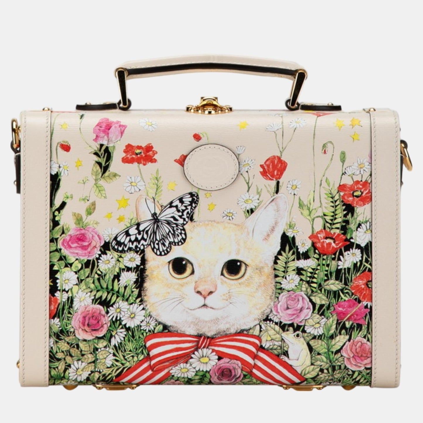 Luxury Gucci Trending 2025 Ivory Multicolor Leather Trunk Case