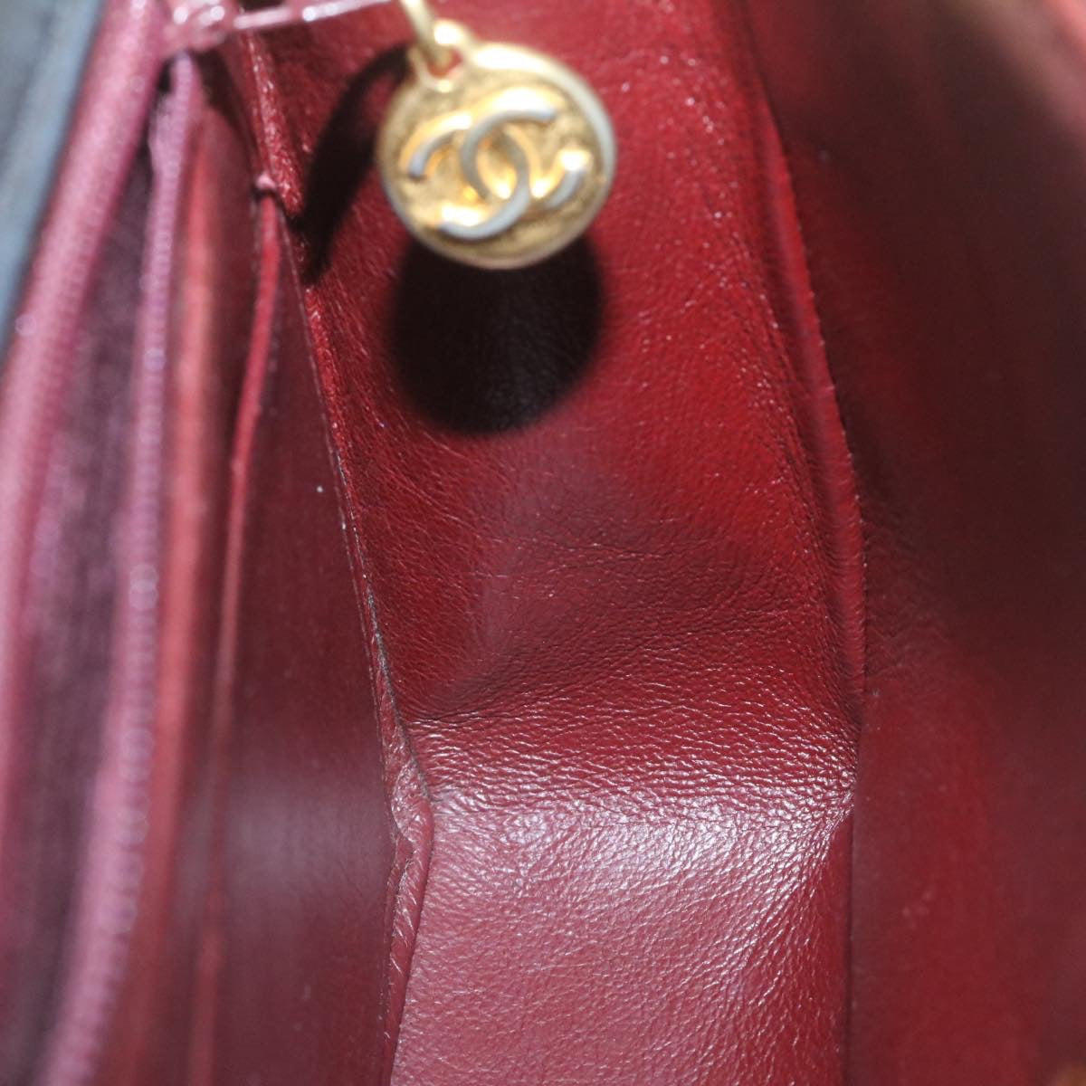 CHANEL Lamb Skin Matelasse Chain Flap Shoulder Bag Black CC 25502A