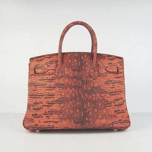 Luxury Hermes Birkin 30cm Lizard Pattern Handbag 6088 Orange/Golden
