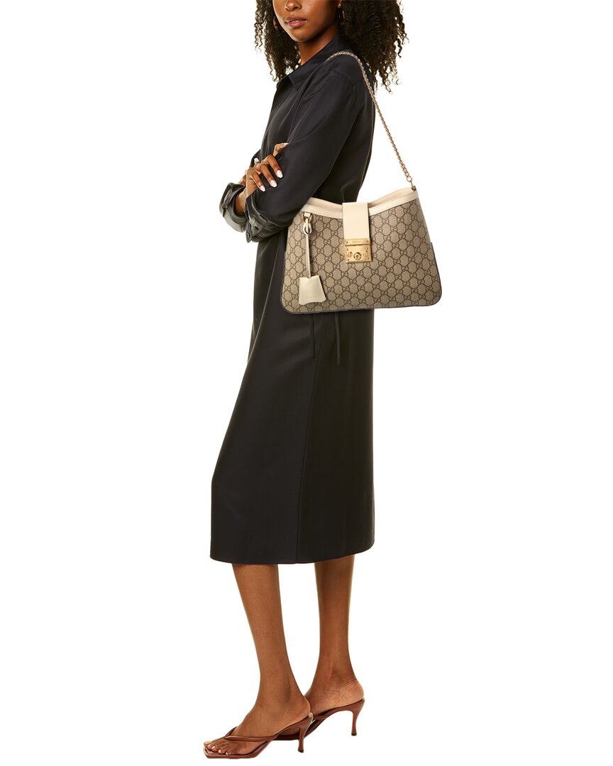 Luxury Gucci Trending 2025 Padlock Medium GG Supreme Canvas & Leather Shoulder Bag