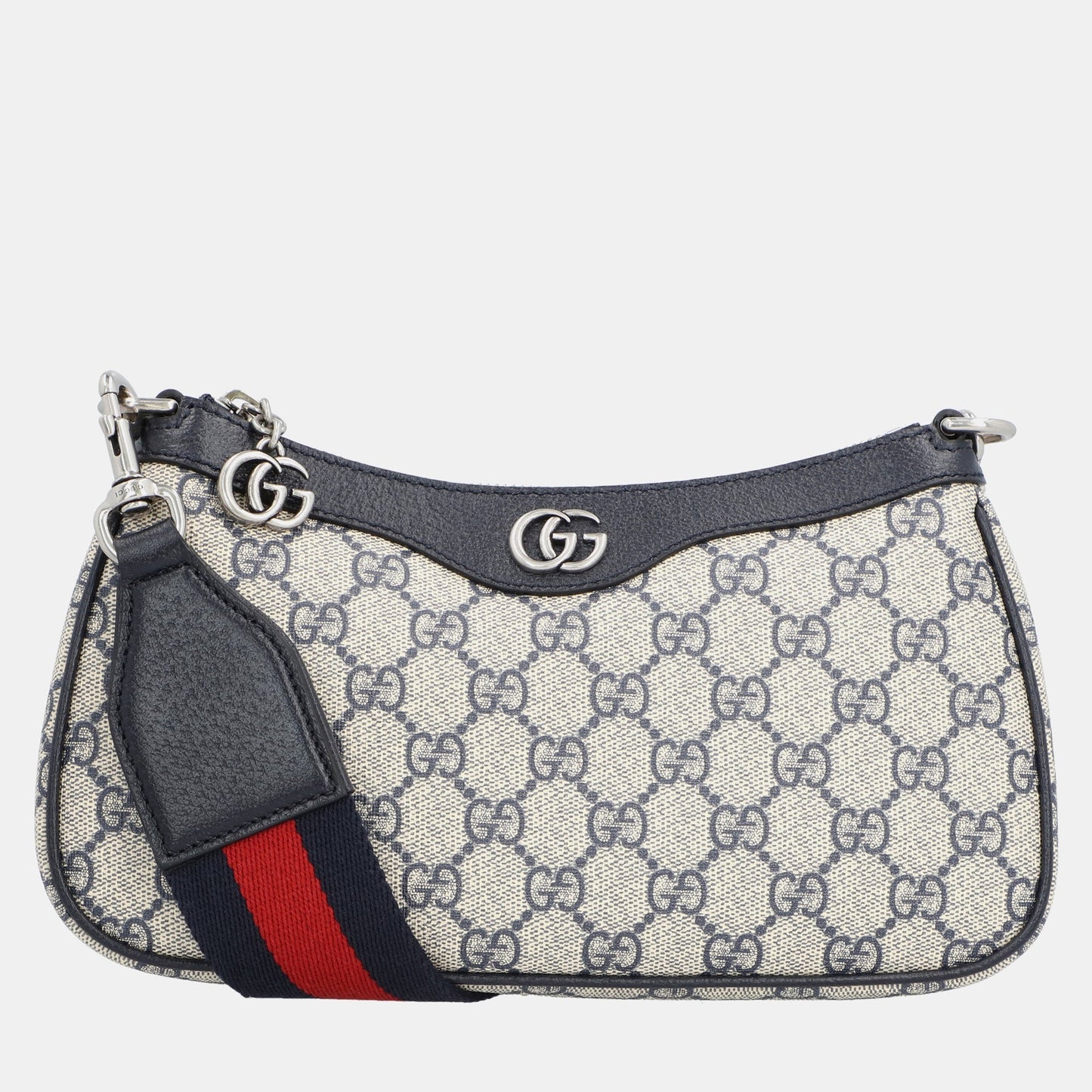 Luxury Gucci Trending 2025 Blue GG Supreme Canvas and Leather Small Ophidia Shoulder Bag