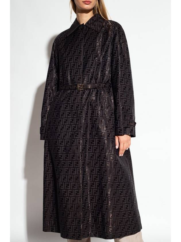 Luxury Fendi Cotton Blend Trench Coat Black