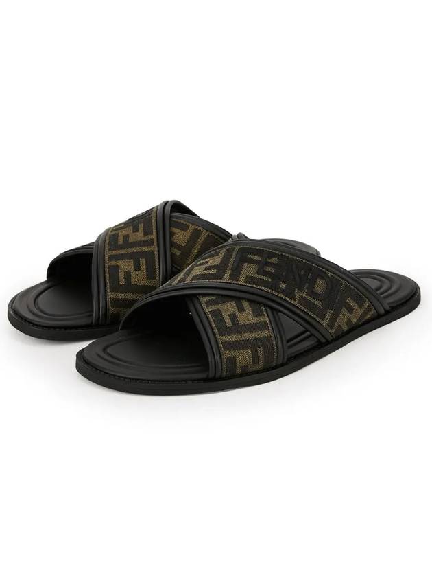 Luxury Fendi FF Logo Slipper Brown