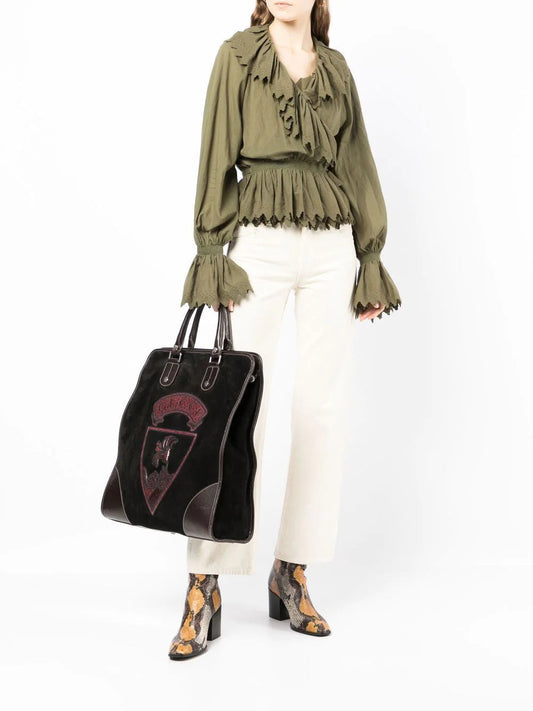 Luxury Gucci Trending 2025 Runway Suede Logo Tote Bag