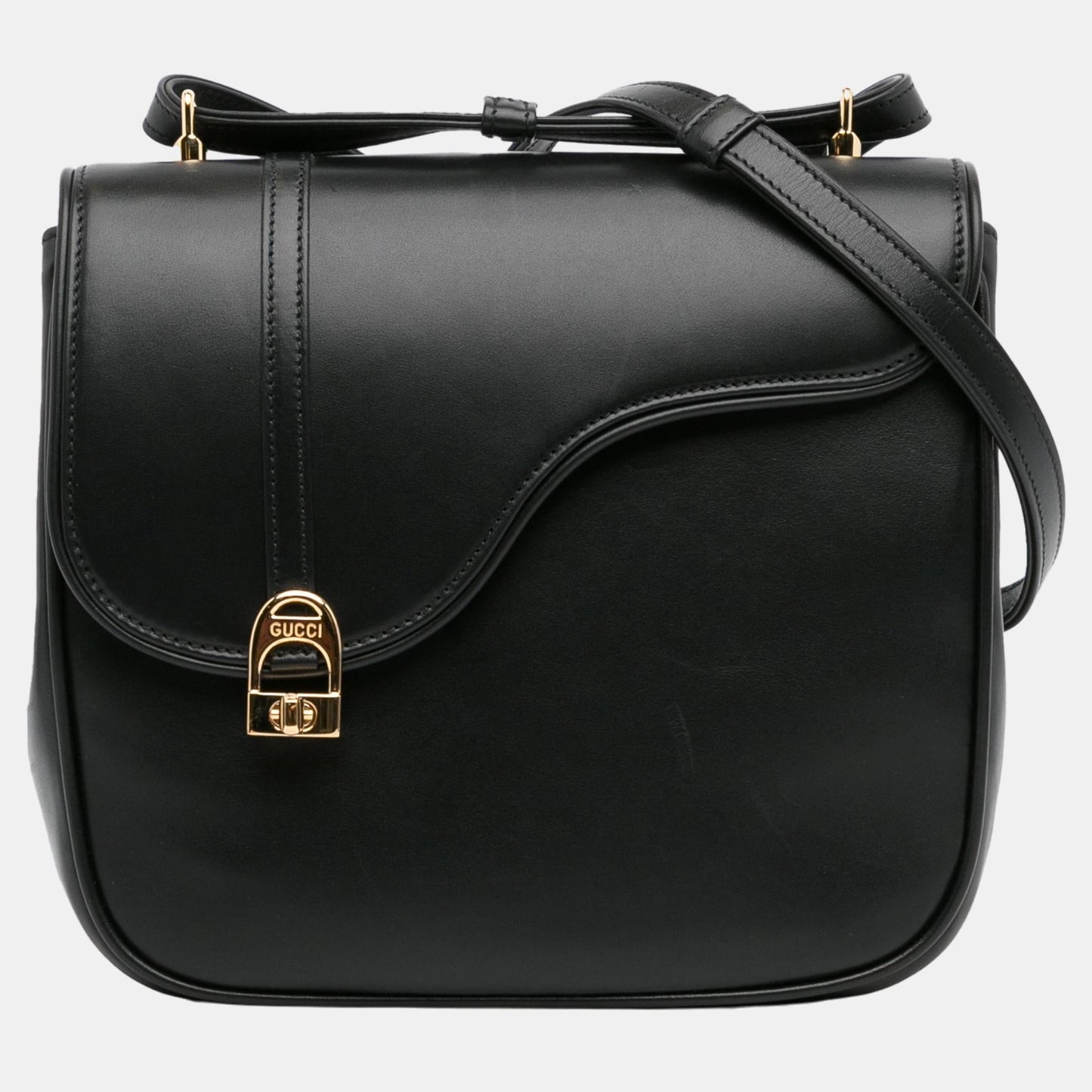 Luxury Gucci Trending 2025 Black Leather Equestrian Crossbody