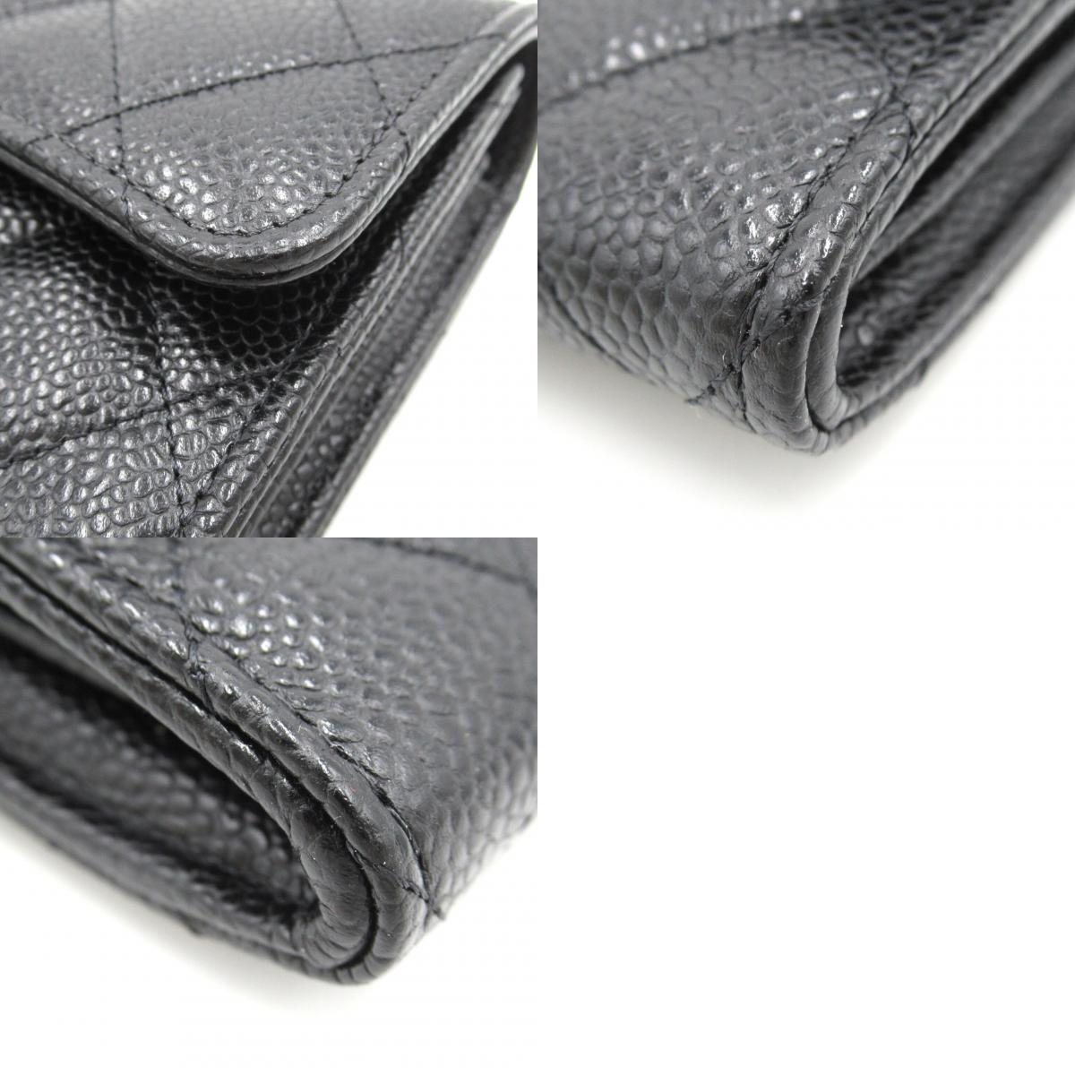 Chanel Zip Long Wallet Double Fold Wallet Caviar S Black AP0241