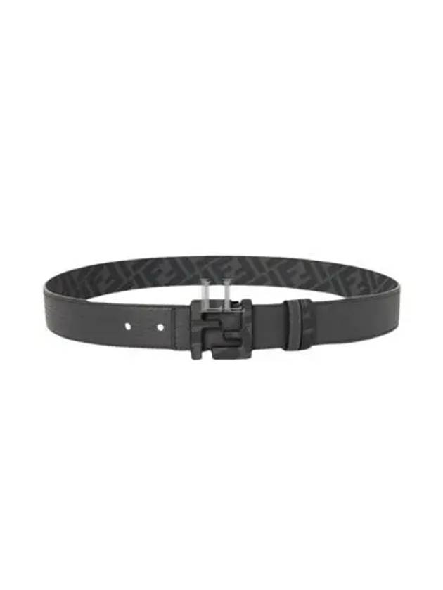 Luxury Fendi Square FF Leather Reversible Belt Grey