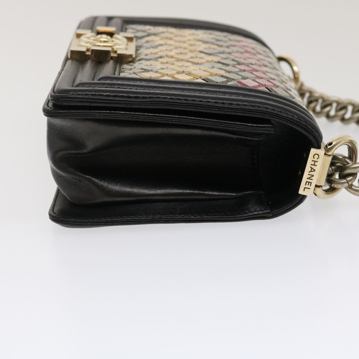 Luxury Chanel Boy Chain Shoulder Bag Tile Black Multicolor CC 29551A