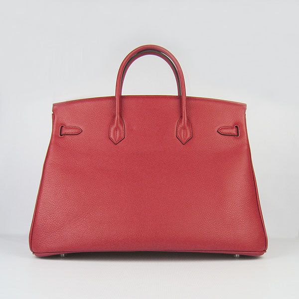 Luxury Hermes Birkin 35CM Togo Leather Handbags 6099 red silver