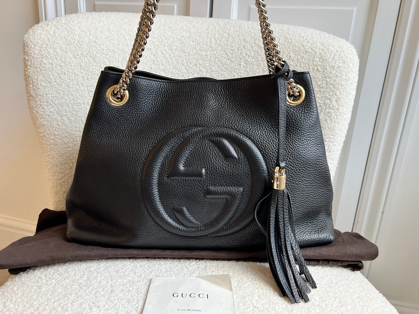 Luxury Gucci Trending 2025 Black Soho Chain Tote