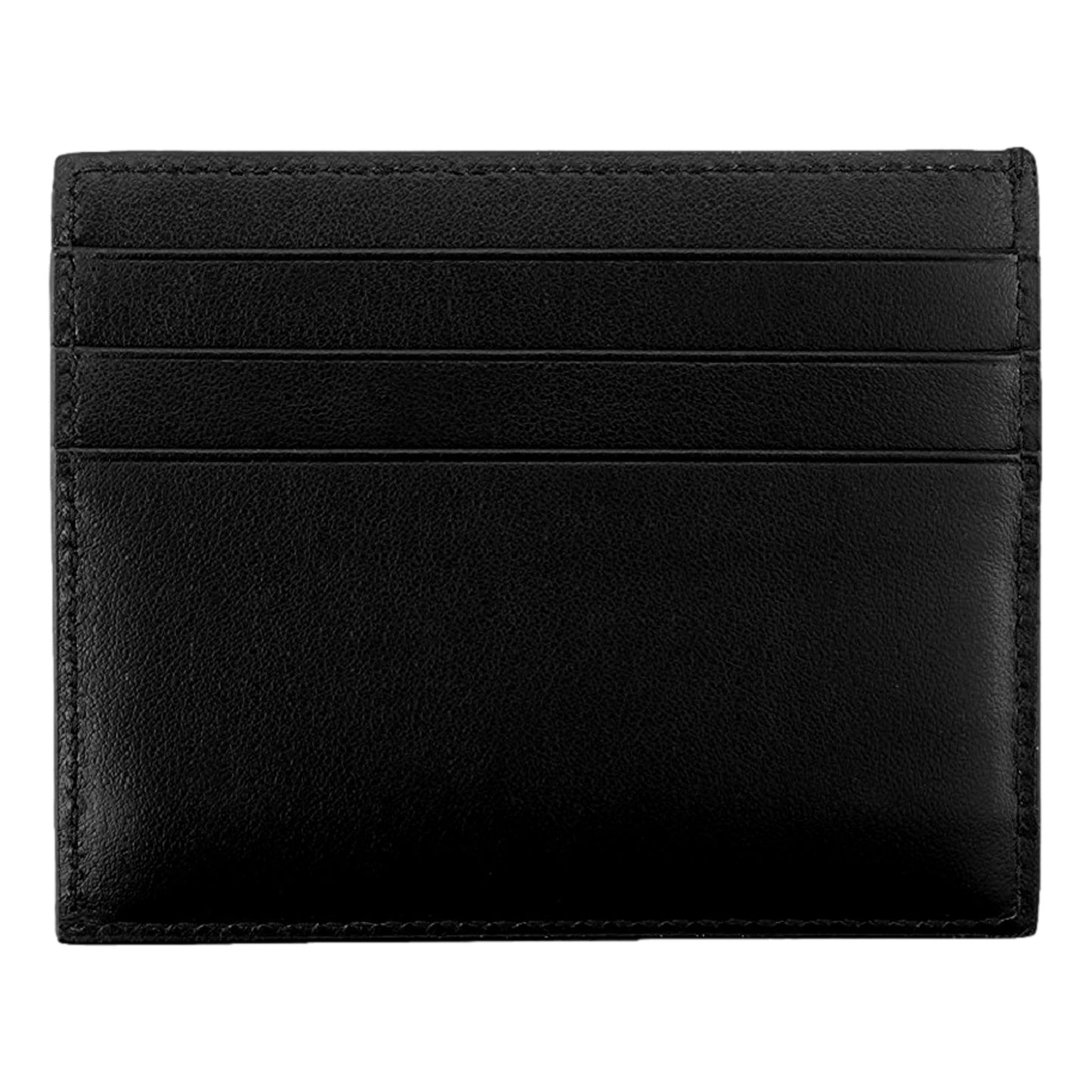 Luxury PradaNero Black Vitello Leather Card Holder Triangle Logo