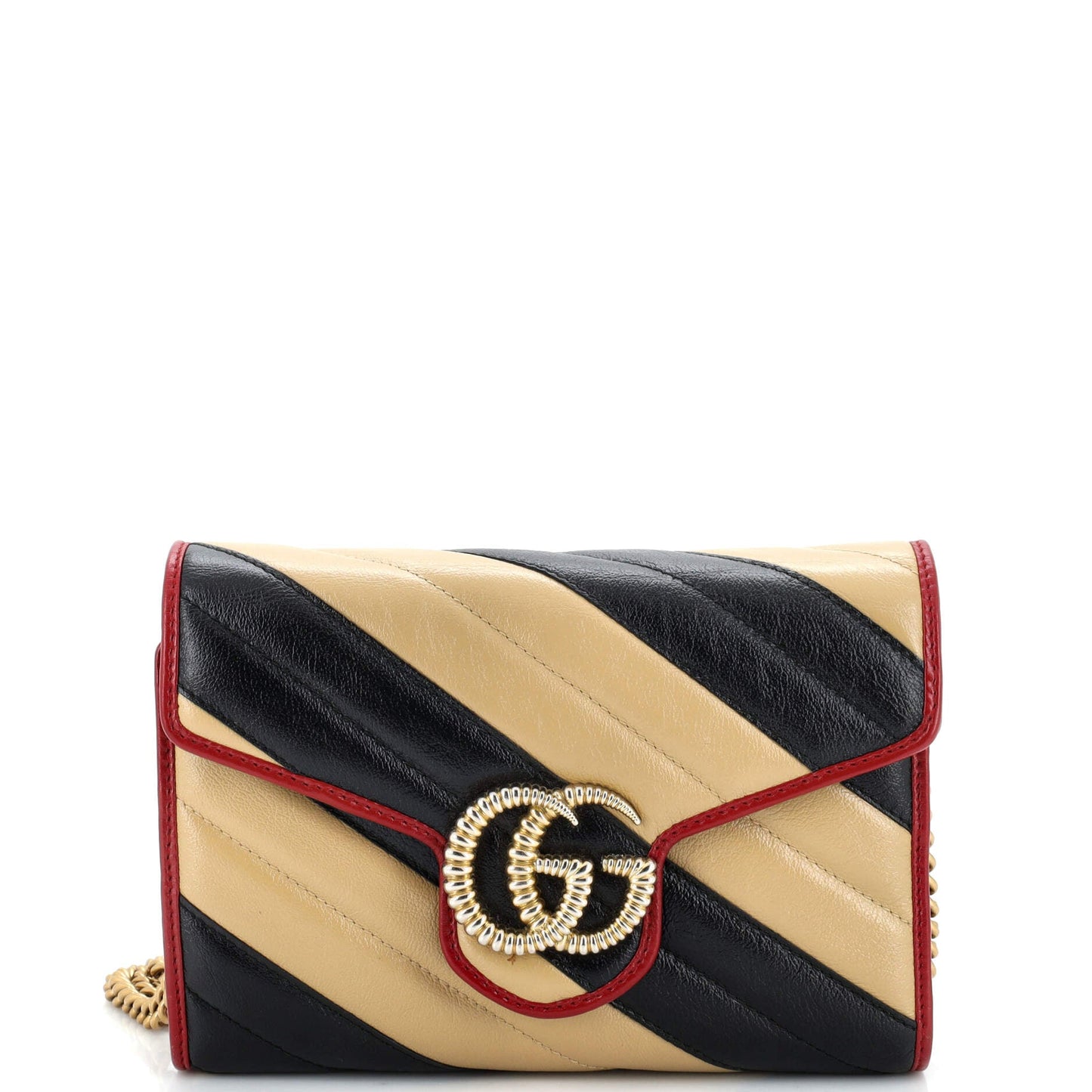 Luxury Gucci Trending 2025 GG Marmont Chain Wallet Diagonal Quilted Leather Mini