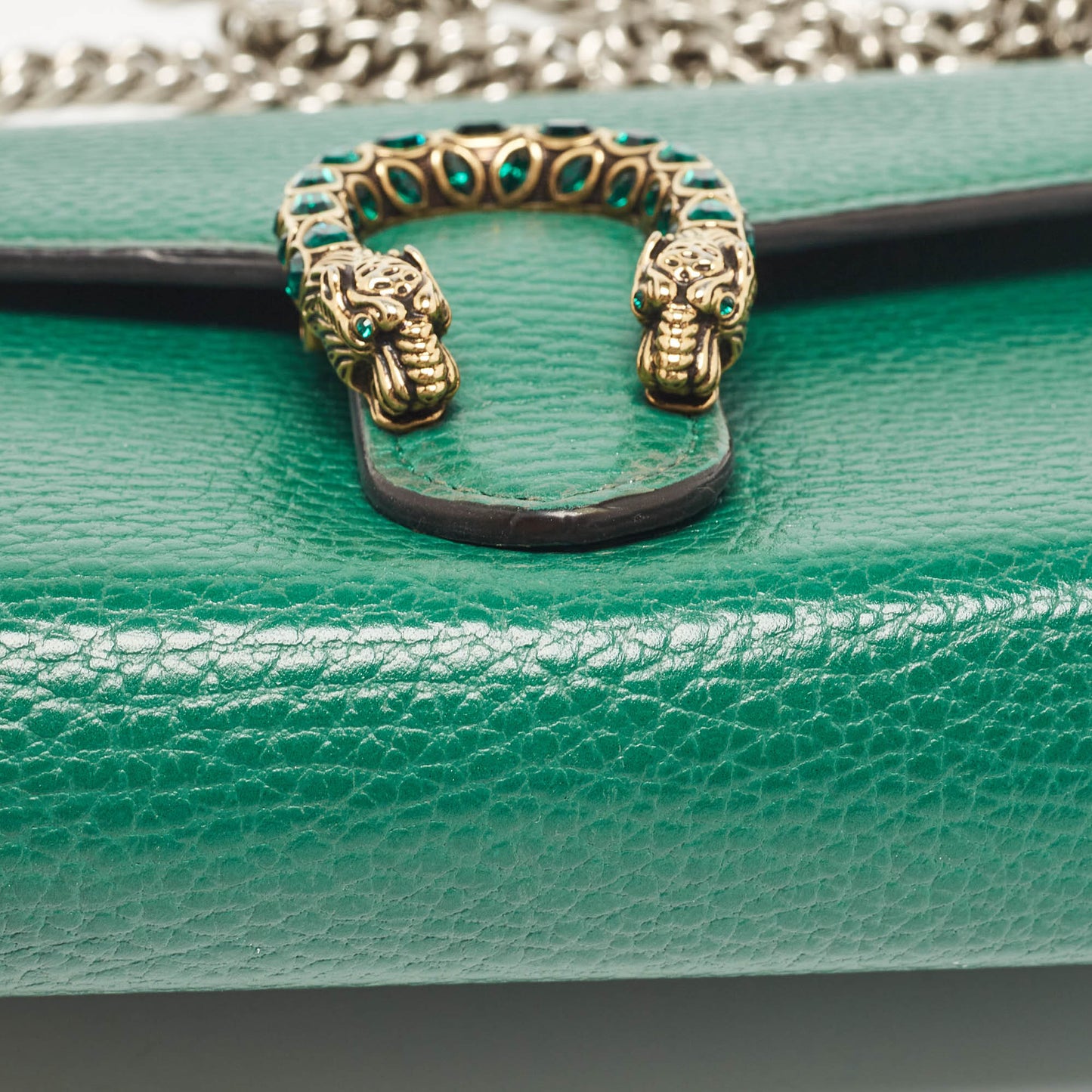 Luxury Gucci Trending 2025 Green Leather Dionysus Wallet On Chain..