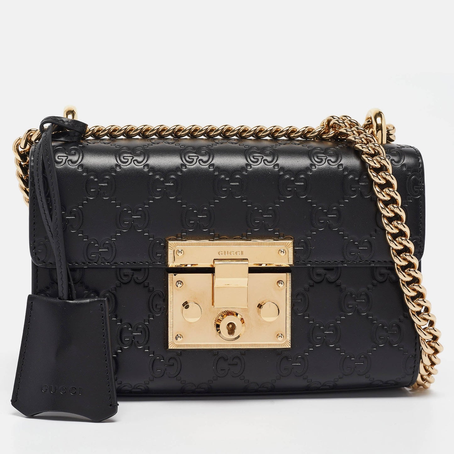 Luxury Gucci Trending 2025 Black Luxury Gucci Trending 2025ssima Leather Small Padlock Shoulder Bag