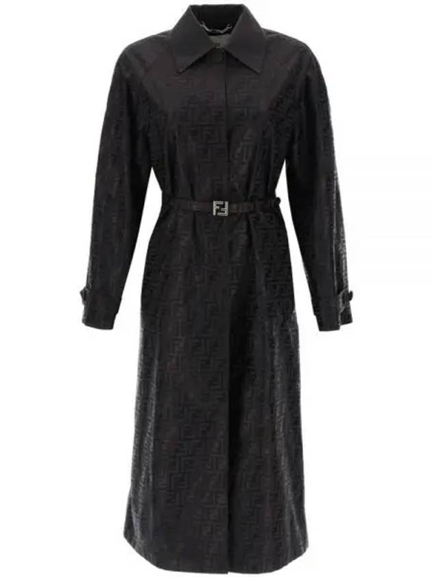Luxury Fendi Cotton Blend Trench Coat Black