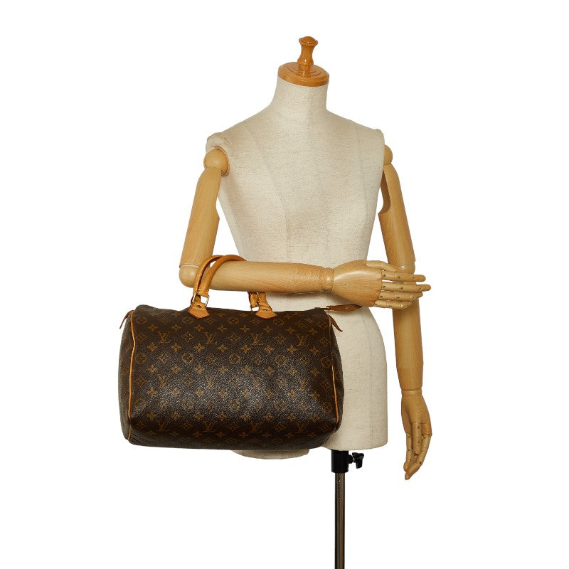 Louis Vuitton Monogram Speedy 35 Handbag M41524 Brown PVC Leather Louis Vuitton