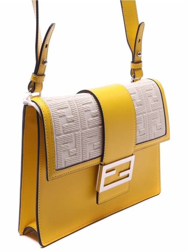 Luxury Fendi FF Flat Baguette Leather Cross Bag Yellow