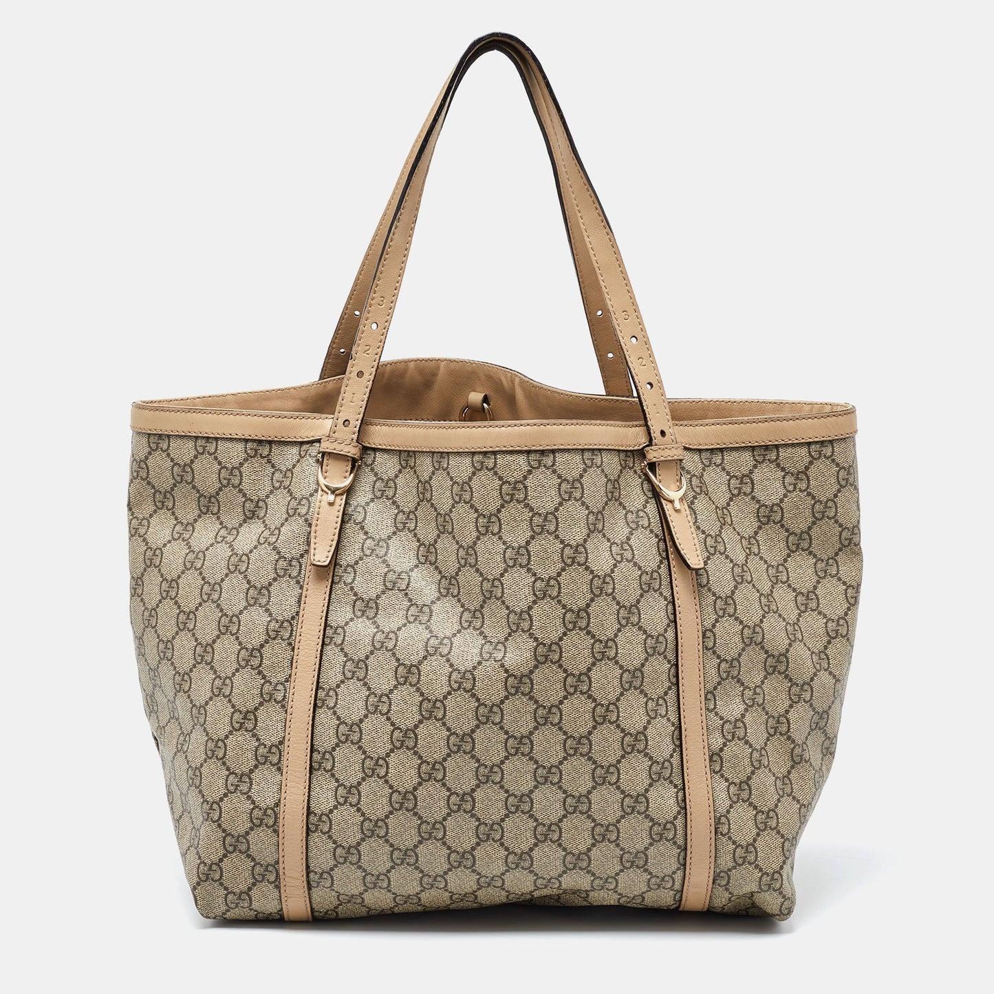 Luxury Gucci Trending 2025 Beige GG Supreme Canvas and Leather Nice Tote