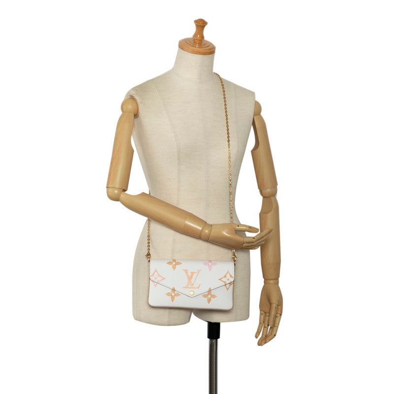 Louis Vuitton Monogram Canvas Poschet Felice Baseball Chain Shoulder Bag M82520 White PVC Leather Louis Vuitton