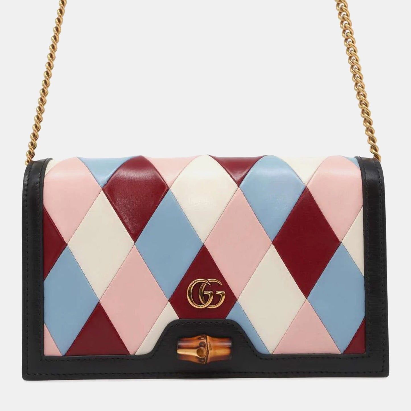 Luxury Gucci Trending 2025 Multicolor Leather Lovelight Bamboo Chain Shoulder Bag