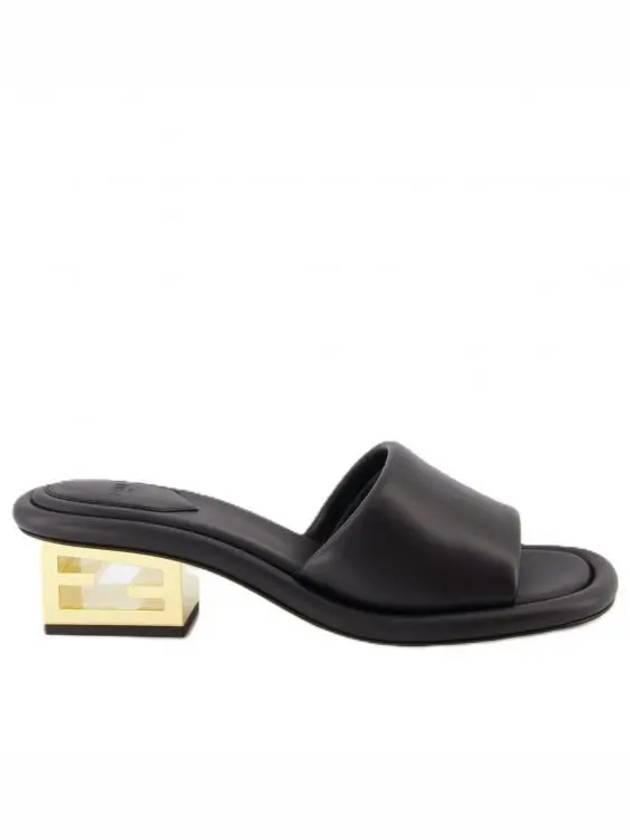 Luxury Fendi FF Baguette Motif Nappa Leather Sandals Black