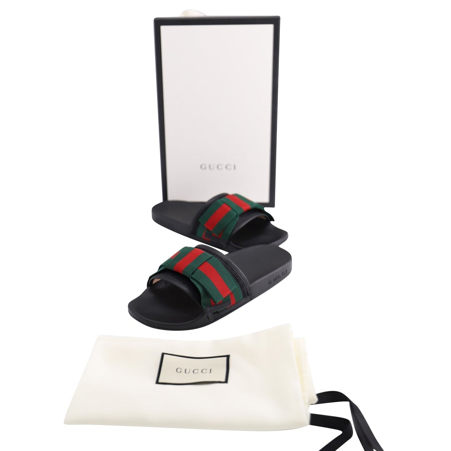 Gucci Satin Web Sylvie Bow Slides