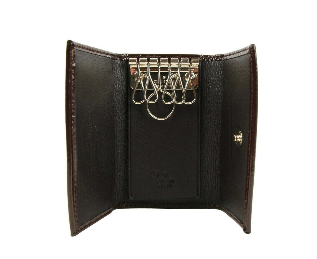 Gucci Men's Patent Leather Key Chain Holder With Box
