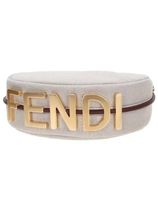 Luxury Fendi Luxury Fendigraphy Small Canvas Hobo Shoulder Bag Natural White