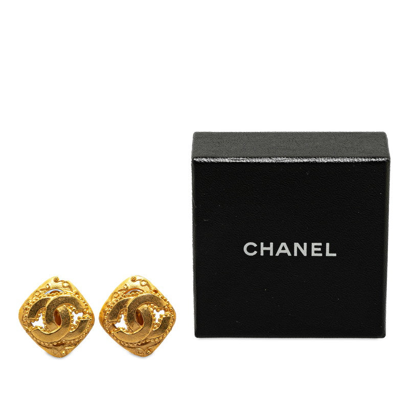 Chanel Vintage Coco Mark Rhombus Motif Clip-On Earrings
