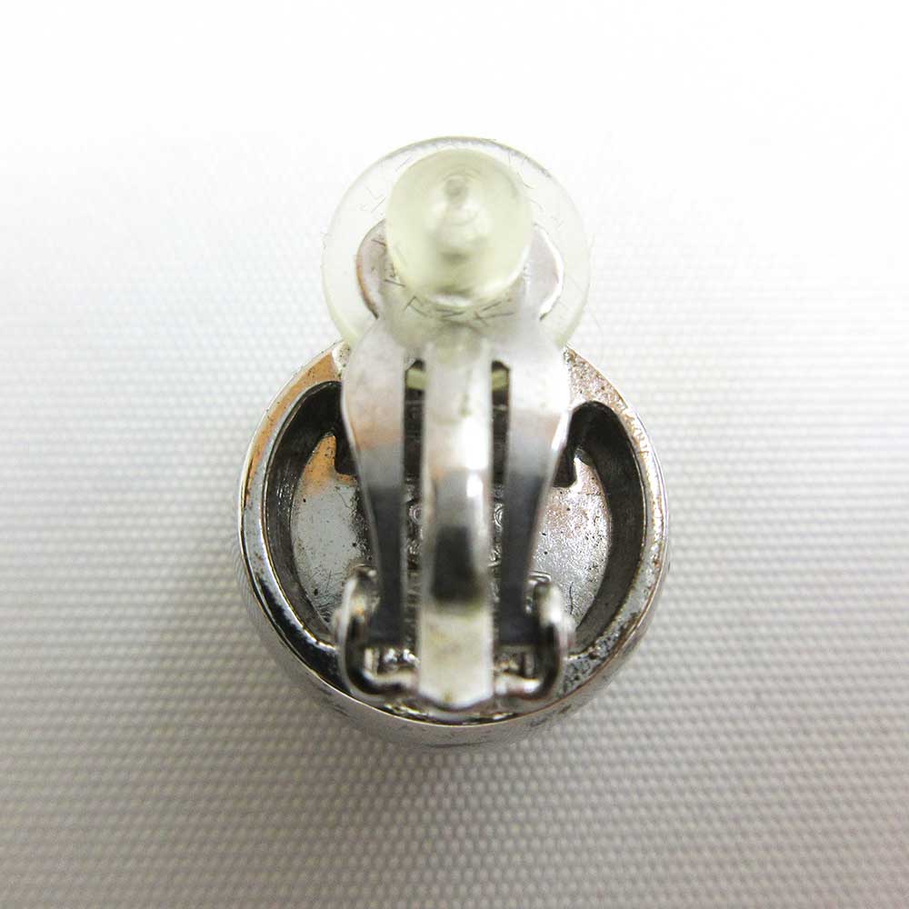 Chanel Silver Earrings Coco Mark AB Rank