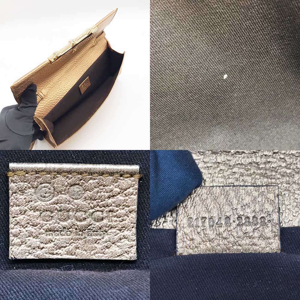 Luxury Gucci Trending 2025 Leather Party Shoulder Bag Gold 217048