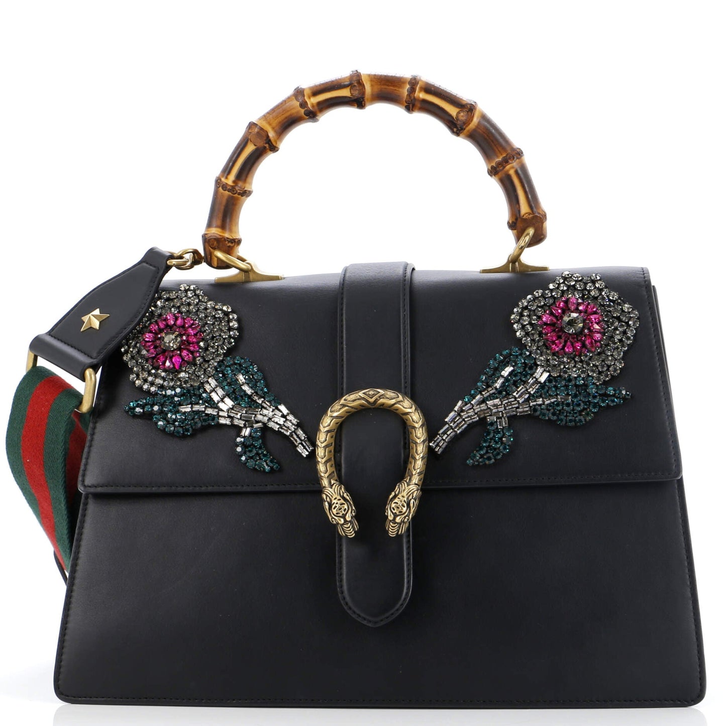 Luxury Gucci Trending 2025 Dionysus Bamboo Top Handle Bag Embellished Leather Large
