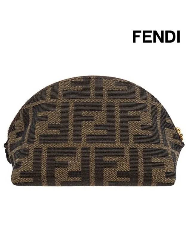 Luxury Fendi Baguette Small FF Jacquard Fabric Pouch Bag Brown
