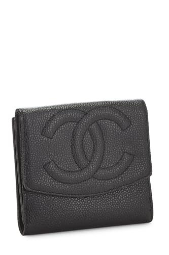Chanel, Black Caviar Timeless 'CC' Compact Wallet, Black