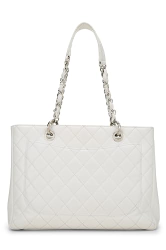 Chanel, White Quilted Caviar Grand Shopping Tote (GST), White