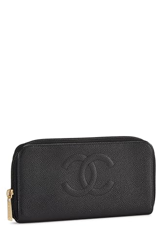 Chanel, Black Caviar 'CC' Zip Wallet, Black