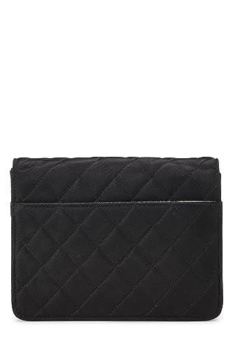 Chanel, Black Quilted Satin Half Flap Micro, Black