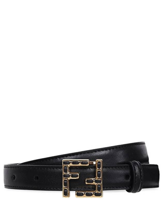 Luxury Fendi Logo Buckle Leather Belt Black