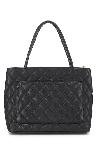 Chanel, Black Quilted Caviar Medallion Tote, Black