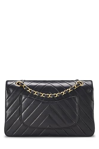 Chanel, Black Chevron Lambskin Classic Double Flap Medium, Black