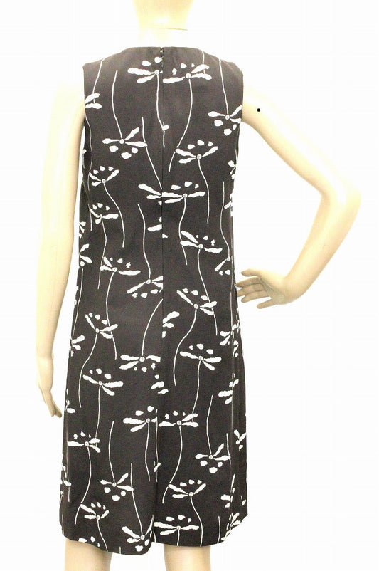 Chanel Women's Dress Silk Dark Brown Ivory